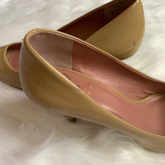 Vince Camuto Patent Leather Open Toe Pumps - Picture 6 of 8